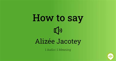 How to pronounce Alizee 